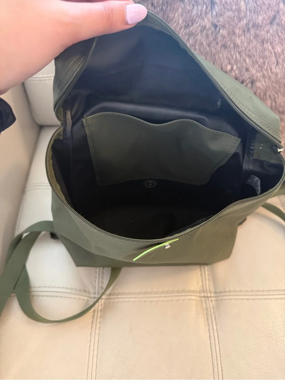 Longchamp Le Pliage Backpack olive green limited edition